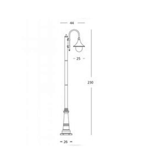 Palo Da Esterno H230Cm Lampara Alluminio E Termoplastica Ruggine 1 Luce E27 895/11