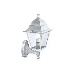 Applique Piccola In Alto Esterno Old Alluminio E Vetro Bianco E Arg. 1 Luce E27