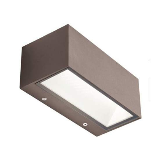 Applique Da Esterno Grande Biemissione Box Alluminio Caffè 20W Led 3000K 98591/27