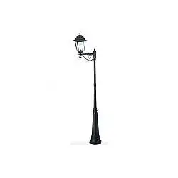 Palo Con Braccio Da Esterno Contemporaneo Mito Alluminio E Vetro Nero 1 Luce E27