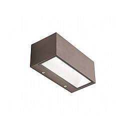 Applique Da Esterno Contemporanea Box Alluminio E Vetro Caffè Led 12W 4000K Applique Da Esterno Contemporanea Box Alluminio E Vetro Caffè Led 12W 4000K