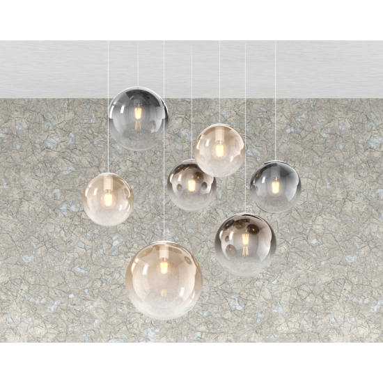 Sospensione Contemp Big Eclipse Metallo Bianco Vetro Mix 7 Luci E27 | Lampadari e Sospensioni | Luce Art Shop Sospensione Contemp Big Eclipse Metallo Bianco Vetro Mix 7 Luci E27 | Top Light