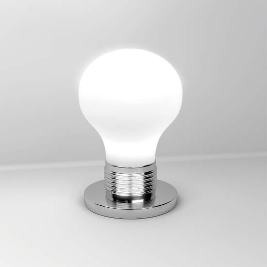 Lampada Da Scrivania Contemp Big Lamp Metallo Cromo Vetro Bianco 1 Luce E27 1010_P-BI