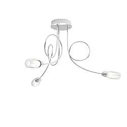 Plafoniera Contemporanea Feeling Net Metallo Cromo Vetro Trasparente 3 Luci G9