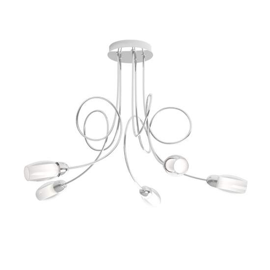Plafoniera Contemporanea Feeling Net Metallo Cromo Vetro Trasparente 5 Luci G9 1011_PL5-A