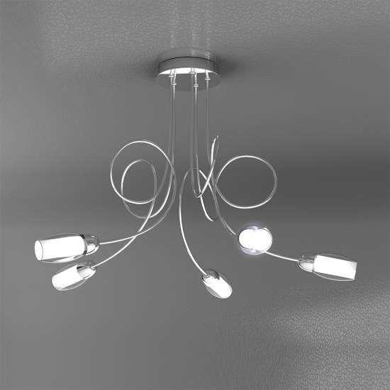Plafoniera Contemporanea Feeling Net Metallo Cromo Vetro Trasparente 5 Luci G9 1011_PL5-A