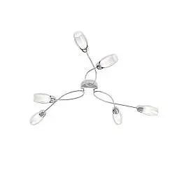 Plafoniera Contemporanea Feeling Net Metallo Cromo Vetro Trasparente 6 Luci G9