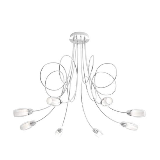 Plafoniera Contemporanea Feeling Net Metallo Cromo Vetro Trasparente 8 Luci G9 1011_PL8-A
