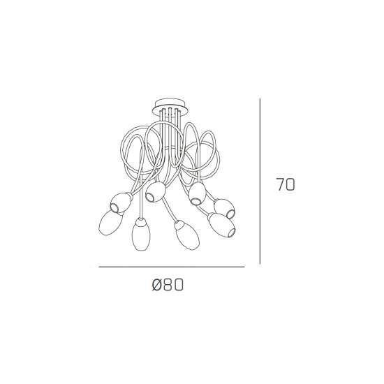 Plafoniera Contemporanea Feeling Net Metallo Cromo Vetro Trasparente 8 Luci G9 1011_PL8-A