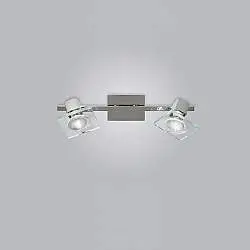 Applique Contemporanea Square Metallo Cromo Vetro Bianco Extrachiaro 2 Luci Gu10