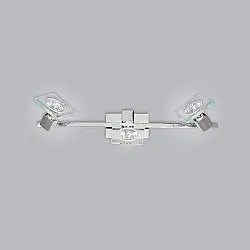 Applique Contemporanea Square Metallo Cromo Vetro Bianco Extrachiaro 3 Luci Gu10