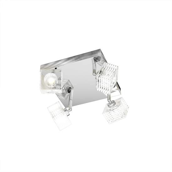 Plafoniera Contemporanea Metropolitan Metallo Cromo Vetro Trasparente 4 Luci G9 1047_PL4