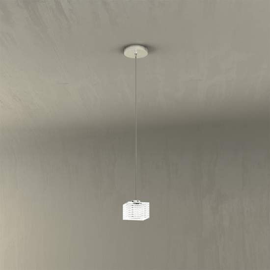 Sospensione Contemporanea Metropolitan Metallo Cromo Vetro Trasparente 1 Luce G9 1047_S1