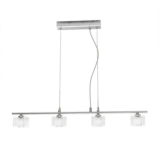 Sospensione Contemporanea Metropolitan Metallo Cromo Vetro Trasparente 4 Luci G9 1047_S4