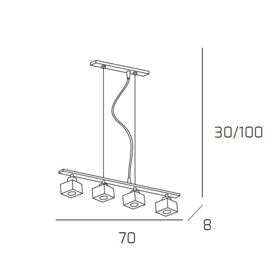 Sospensione Contemporanea Metropolitan Metallo Cromo Vetro Trasparente 4 Luci G9 1047_S4