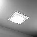 Plafoniera Moderna Tray Metallo Bianco Vetro Foglia Argento 2 Luci E27 1087_45-FA