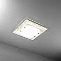 Plafoniera Moderna Tray Metallo Bianco Vetro Foglia Oro 2 Luci E27 1087_45-FO