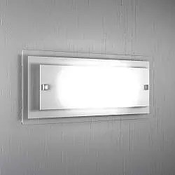 Applique Moderna Tray Metallo E Vetro Bianco 2 Luci E27