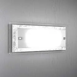 Applique Moderna Tray Metallo Bianco Vetro Foglia Argento 2 Luci E27