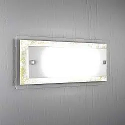 Applique Moderna Tray Metallo Bianco Vetro Foglia Oro 2 Luci E27
