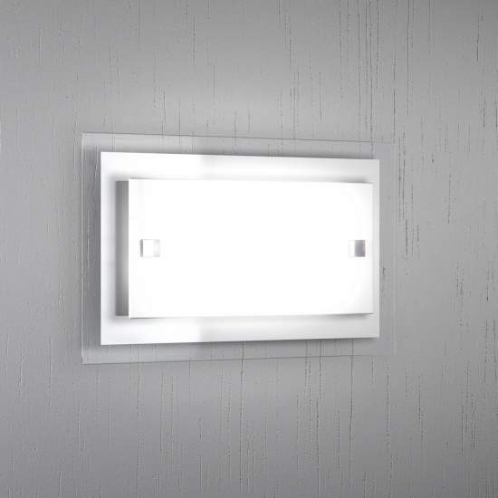 Applique Moderna Tray Metallo E Vetro Bianco 1 Luce E27 1087_AP-BI