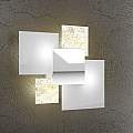 Applique Contemporanea Shadow Metallo Bianco Vetro Foglia Oro 4 Luci E27 46Cm 1088_45-FO