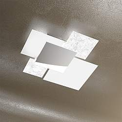 Applique Contemp Shadow Metallo Bianco Vetro Foglia Argento 4 Luci E27 71Cm Applique Contemp Shadow Metallo Bianco Vetro Foglia Argento 4 Luci E27 71Cm