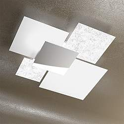 Applique Contemp Shadow Metallo Bianco Vetro Foglia Argento 4 Luci E27 91Cm Applique Contemp Shadow Metallo Bianco Vetro Foglia Argento 4 Luci E27 91Cm