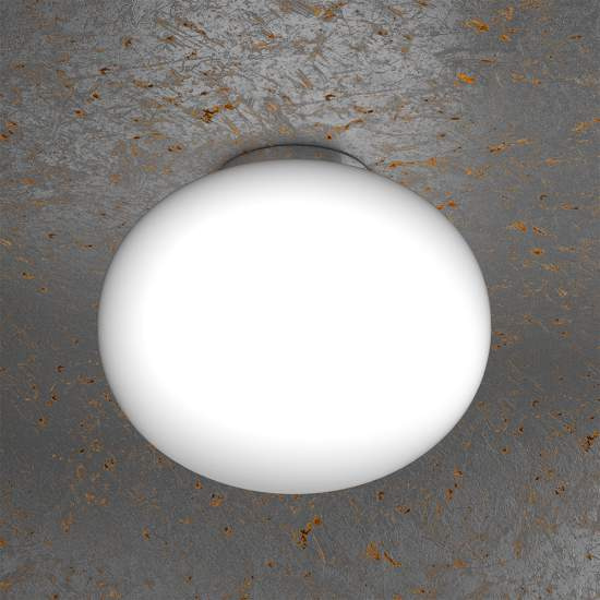 Plafoniera Contemporanea Soft Metallo Cromo Vetro Acidato Opaco 1 Luce E27 35Cm 1092_PL35