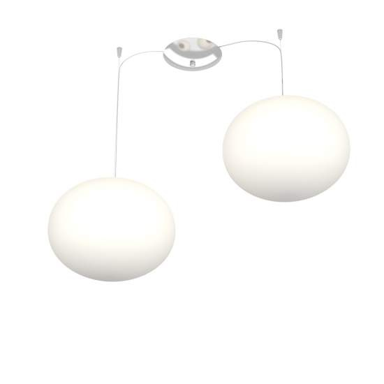 Sospensione Contemp Decentratori Soft Metallo Cromo Vetro Opaco 2 Luci E27 28Cm 1092_S2-28