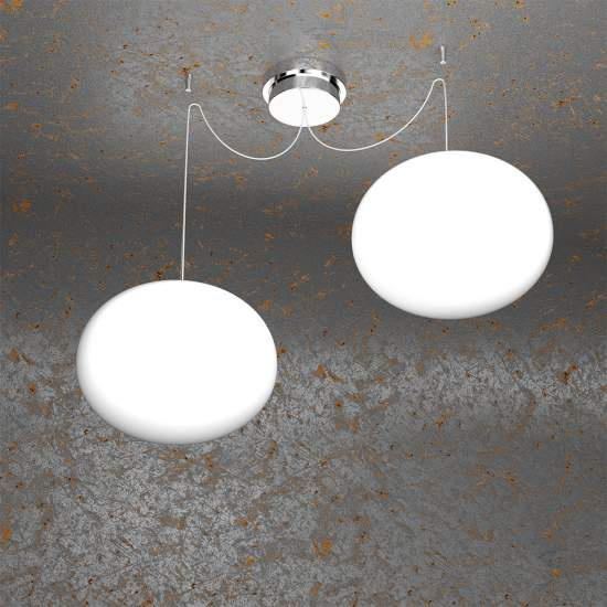 Sospensione Contemp Decentratori Soft Metallo Cromo Vetro Opaco 2 Luci E27 28Cm 1092_S2-28