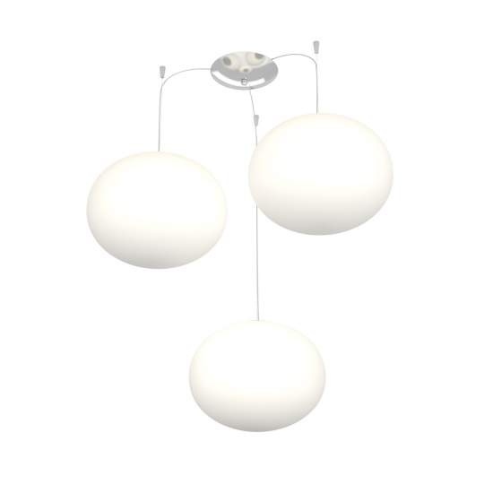 Sospensione Contemp Decentratori Soft Metallo Cromo Vetro Opaco 3 Luci E27 28Cm 1092_S3-28