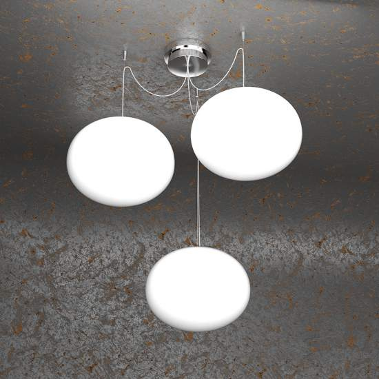 Sospensione Contemp Decentratori Soft Metallo Cromo Vetro Opaco 3 Luci E27 28Cm 1092_S3-28