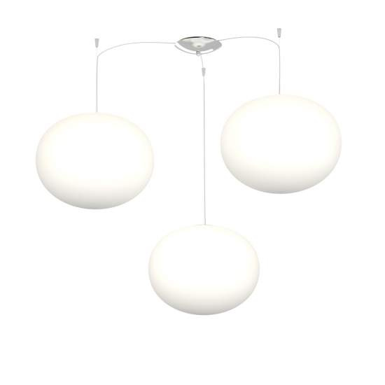 Sospensione Contemp Decentratori Soft Metallo Cromo Vetro Opaco 3 Luci E27 35Cm 1092_S3-35