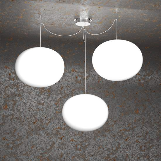 Sospensione Contemp Decentratori Soft Metallo Cromo Vetro Opaco 3 Luci E27 35Cm 1092_S3-35