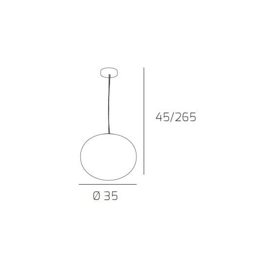 Sospensione Contemporanea Soft Metallo Cromo Vetro Acidato Opaco 1 Luce E27 35Cm 1092_S35