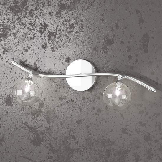 Applique Contemporanea Orizz Super Ball Metallo Cromo Vetro Pirex 2 Luci G9 1109_F2