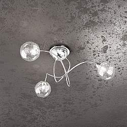 Plafoniera Contemporanea Super Ball Metallo Cromo Vetro Pirex 3 Luci G9 Plafoniera Contemporanea Super Ball Metallo Cromo Vetro Pirex 3 Luci G9