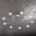 Plafoniera Contemporanea Super Ball Metallo Cromo Vetro Pirex 9 Luci G9 1109_PL9