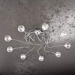 Plafoniera Contemporanea Super Ball Metallo Cromo Vetro Pirex 9 Luci G9 Plafoniera Contemporanea Super Ball Metallo Cromo Vetro Pirex 9 Luci G9
