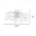 Plafoniera Contemporanea Super Ball Metallo Cromo Vetro Pirex 9 Luci G9 1109_PL9