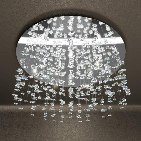 Plafoniera Contemporanea Flare Metallo Cromo Cristallo 12 Luci G9 1110_PL12