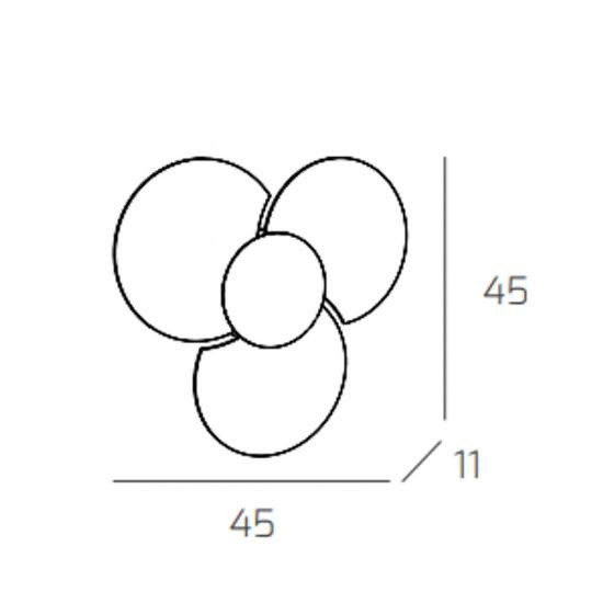 Applique Contemporanea Clover Metallo Foglia Rame Vetro Bianco 3 Luci E27 1114_45-FR