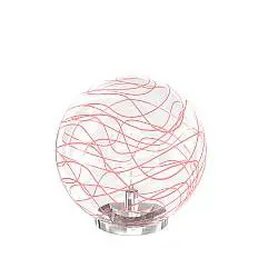 Lampada Scrivania Contemporanea Moon Metallo Cromo Vetro Rosso 1 Luce E27 30Cm