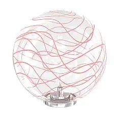 Lampada Scrivania Contemporanea Moon Metallo Cromo Vetro Rosso 1 Luce E27 40Cm