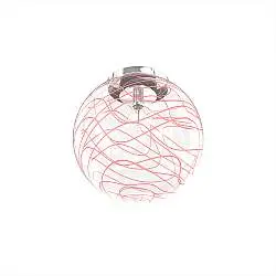 Plafoniera Contemporanea Moon Metallo Cromo Vetro Rosso 1 Luce E27 D.30Cm
