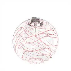Plafoniera Contemporanea Moon Metallo Cromo Vetro Rosso 1 Luce E27 D.40Cm