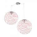Sospensione Contemporanea Moon Metallo Cromo Vetro Rosso 2 Luci E27 D.40Cm 1117_S2-40-RO