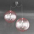 Sospensione Contemporanea Moon Metallo Cromo Vetro Rosso 2 Luci E27 D.40Cm 1117_S2-40-RO