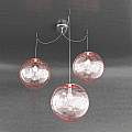 Sospensione Contemporanea Moon Metallo Cromo Vetro Rosso 3 Luci E27 D.30Cm 1117_S3-30-RO